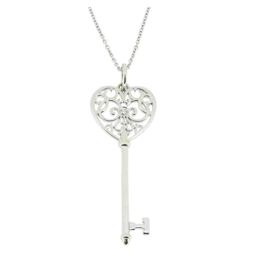 Tiffany & Co. Diamond Heart Key Necklace